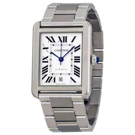 cartier mens silver watch|stainless steel cartier watch men's.